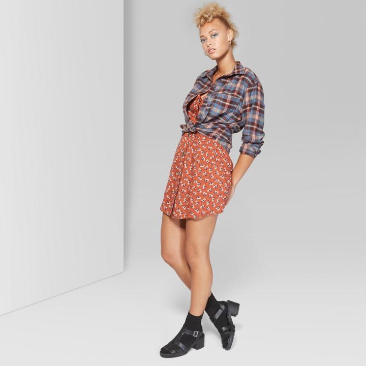 Women's Long Sleeve Button-down Plaid - Wild Fable Blue