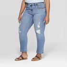 Women's Plus Size Cropped Girlfriend Jeans - Universal Thread Medium Wash
