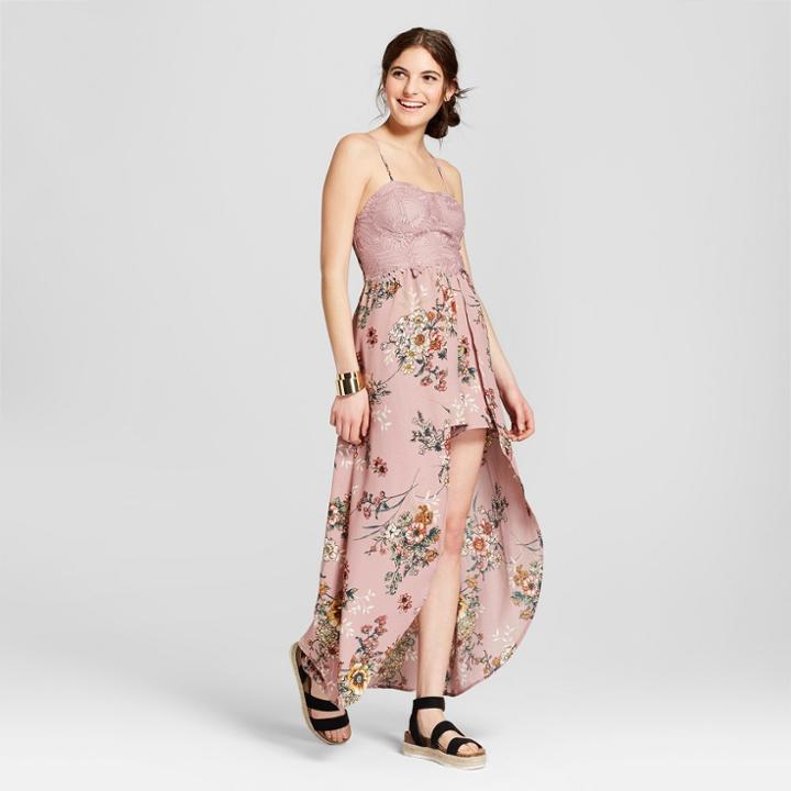 Women's Strappy Cup Floral Romper - Xhilaration Lilac Floral