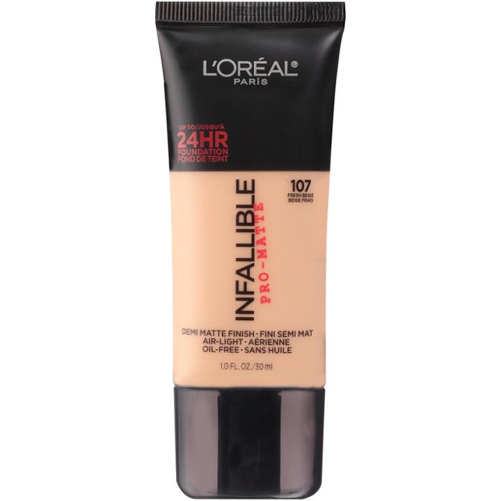 L'oreal Paris Infallible Pro-matte Foundation 107 Fresh Beige 1 Fl Oz, Fresh Beige