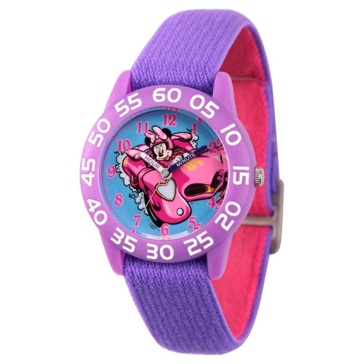 Girls' Disney Minnie Mouse Purple Plastic Time Teacher Watch - Purple, Girl's