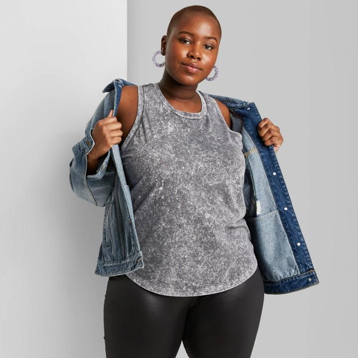 Women's Plus Size Racerback Tank Tank Top - Wild Fable Gray 1x, Women's,