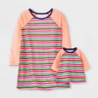 Toddler Girls' Striped Doll Nightgown - Cat & Jack Peach
