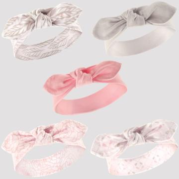 Hudson Baby Girls' 5pk Headbands, Feathers - Gray