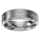 Men's Territory Grooved Center Brushed Wedding Band In Titanium - Silver,