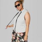 Women's Plus Size Sleeveless Cropped Pullover Hoodie - Wild Fable Heather Gray