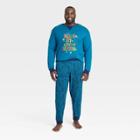 Men's Big & Tall Joy Print Matching Family Pajama Set - Wondershop Dark Teal Blue