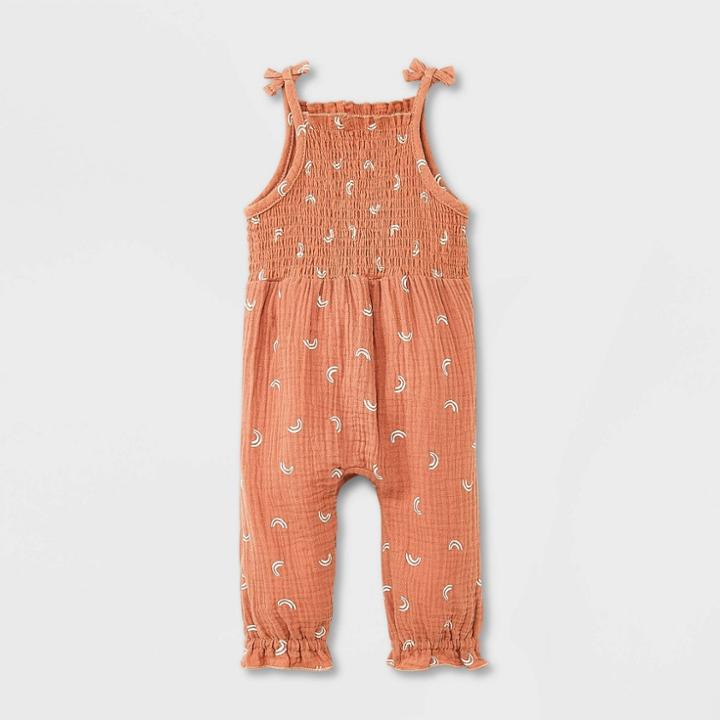 Grayson Mini Baby Girls' Rainbow Gauze Jumpsuit - Tan Newborn