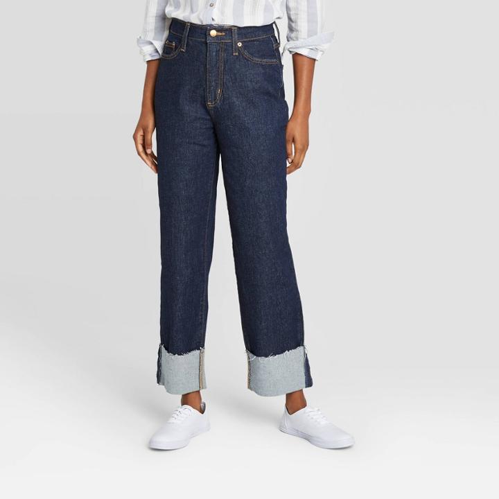 Women's High-rise Vintage Straight Cropped Jeans - Universal Thread Dark Blue