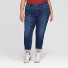 Women's Plus Size Mid-rise Girlfriend Cropped Jeans - Universal Thread Dark Wash