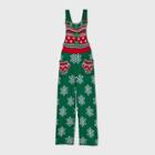Born Famous Girls' Ugly Holiday Sweaterknit Snowflake Sleeveless Jumpsuit - Green