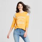 Merona Women's Sunday Funday Long Sleeve Varsity Crew Neck Raglan T-shirt (juniors') - Yellow
