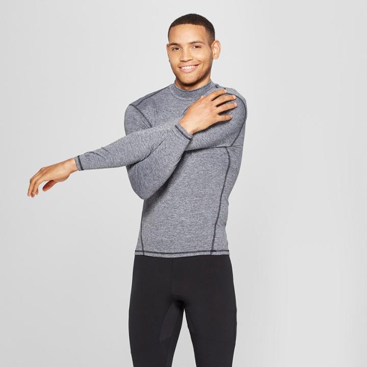 Men's Mock Neck Long Sleeve Compression Top - C9 Champion Silver Filagree Heather