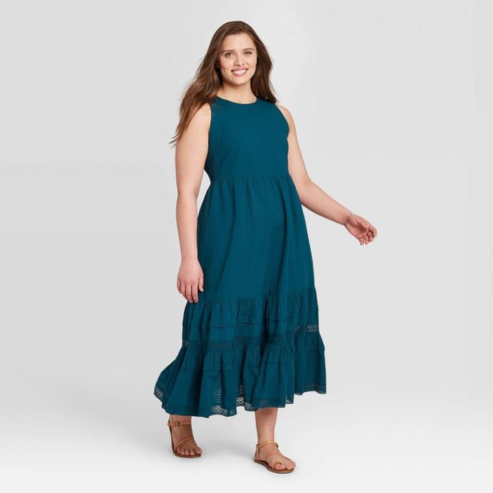 Women's Plus Size Sleeveless Pintuck Dress - Universal Thread Navy 1x, Women's, Size: