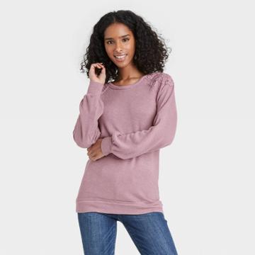 Women's Lace Detail Sweatshirt - Knox Rose Purple