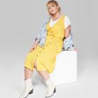 Women's Plus Size Sleeveless Button Front Midi Dress - Wild Fable Yellow