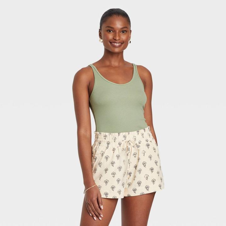 Women's Slim Fit Ribbed Tank Top - A New Day Light Green