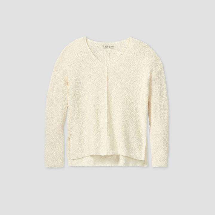 Women's V-neck Pullover Sweater - Knox Rose Ivory
