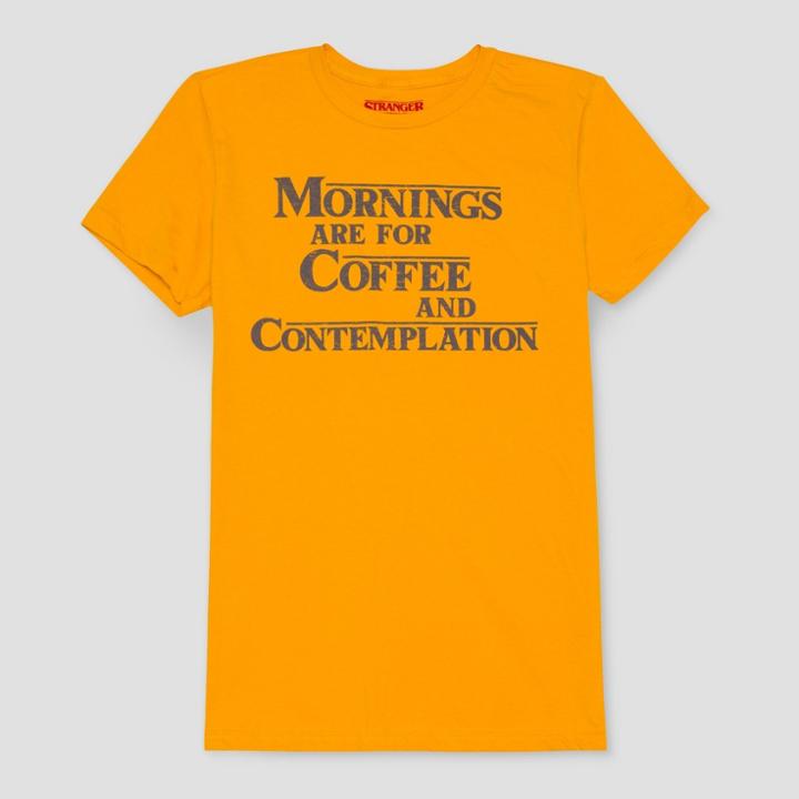 Men's Stranger Things Mornings Short Sleeve T-shirt - Grecian Gold