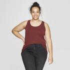 Women's Plus Size Sleeveless Scoop Neck Rib Racerback Tank Top - Universal Thread Burgundy (red)