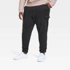 Men's Big Cotton Fleece Cargo Jogger Pants - All In Motion Black