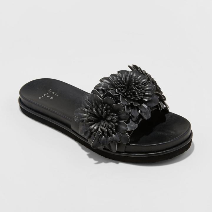 Target Women's Dawnrae Floral Shower Slide Sandal - A New Day Black