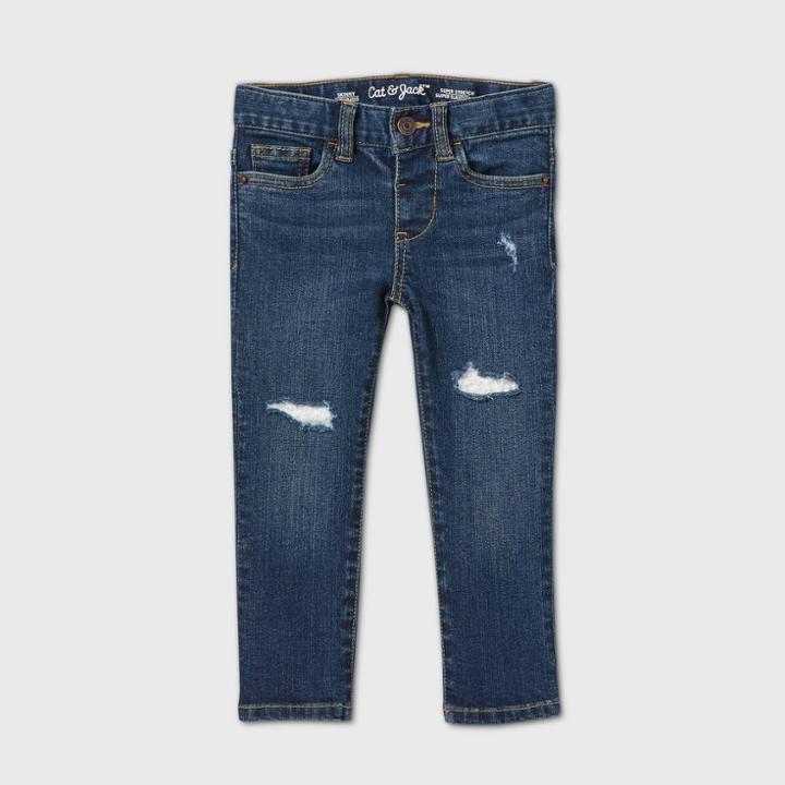 Toddler Girls' Lace Skinny Jeans - Cat & Jack Dark Wash