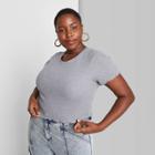Women's Plus Size Short Sleeve Thermal Baby T-shirt - Wild Fable Heather Gray