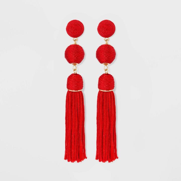 Sugarfix By Baublebar Monochrome Tassel Drop Earrings - Red, Girl's