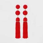 Sugarfix By Baublebar Monochrome Tassel Drop Earrings - Red, Girl's