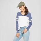 Women's Long Sleeve V-neck Baseball T-shirt - Grayson Threads (juniors') Blue