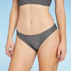 Women's Textured Cheeky Bikini Bottom - Shade & Shore Black/white