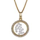 Treasure Lockets Sterling Silver Round Locket With Floating Clear Cubic Zirconia Necklace In