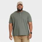 Men's Tall Standard Fit Short Sleeve Henley Shirt - Goodfellow & Co Olive