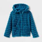 Girls' Solid Faux Fur Jacket - Cat & Jack Turquoise Green