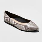Women's Kora Wide Width Microsuede Pointed Toe Ballet Flats Snake Print - A New Day Gray 7w,