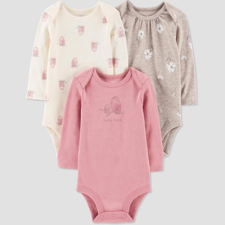 Carter's Just One You Baby Girls' 3pk Owl Bodysuit - Pink