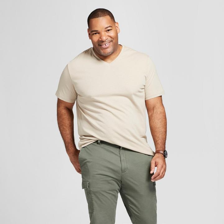 Men's Tall Standard Fit Short Sleeve V-neck T-shirt - Goodfellow & Co Light Taupe