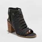 Women's Elda Wide Width Open Toe Heeled Pump Sandals - Universal Thread Black 11w,