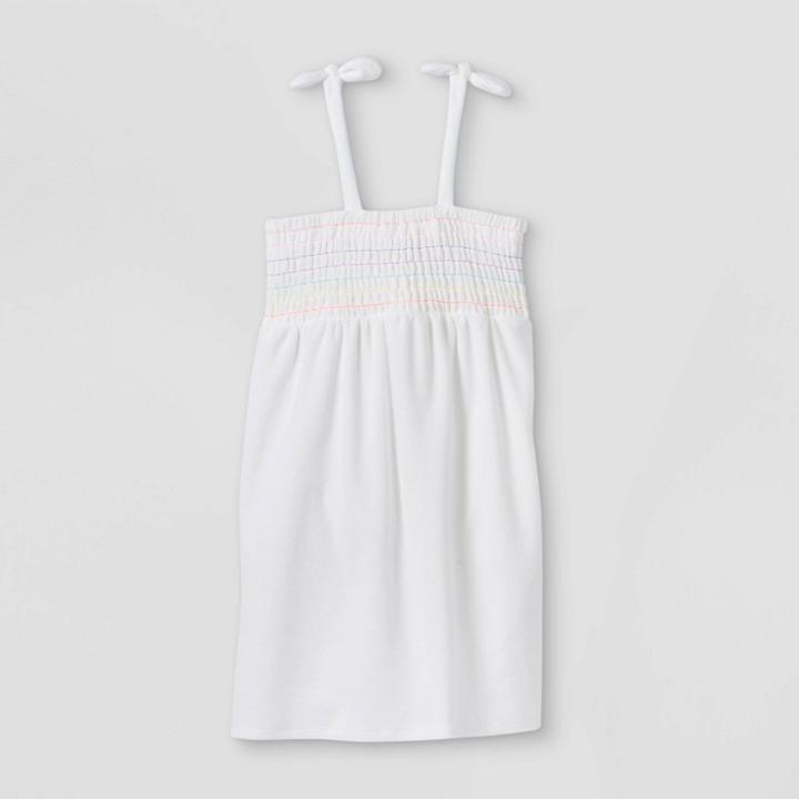 Girls' Smocked Loop Terry Cover Up - Cat & Jack White