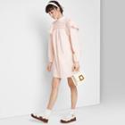 Women's Long Sleeve High Neck Poplin Dress - Wild Fable Pink