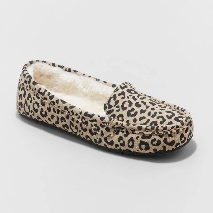Women's Gemma Leopard Genuine Suede Moccasin Slippers - Stars Above Brown