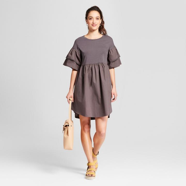 Women's Tiered Ruffle Sleeve Babydoll Dress - Loramendi Dark Gray