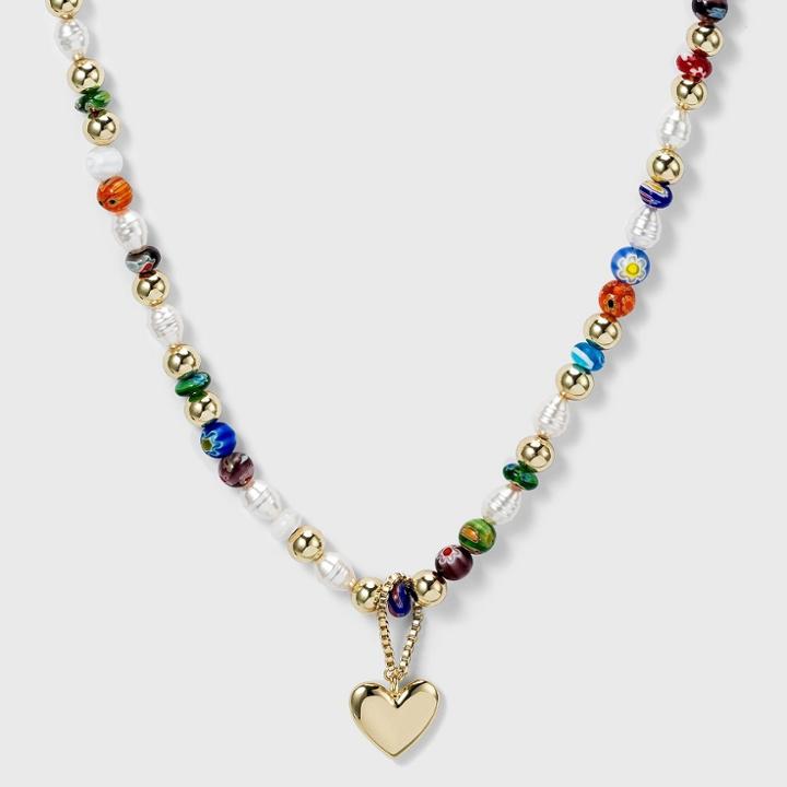 Sugarfix By Baublebar Bold Beaded Heart Pendant Necklace, Black/blue