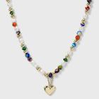 Sugarfix By Baublebar Bold Beaded Heart Pendant Necklace, Black/blue