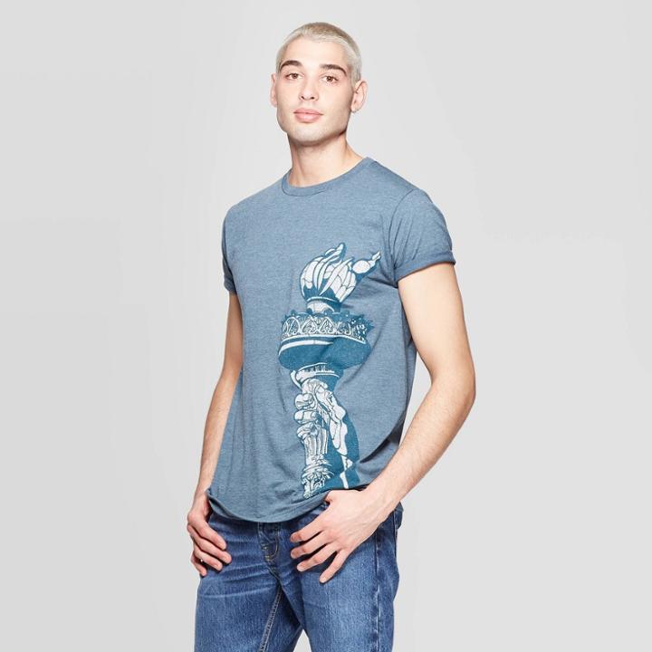 Men's Short Sleeve Crewneck Torch Graphic T-shirt - Awake Navy