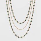 Brass Semi Jade Multi Row Necklace - Universal Thread Gold,