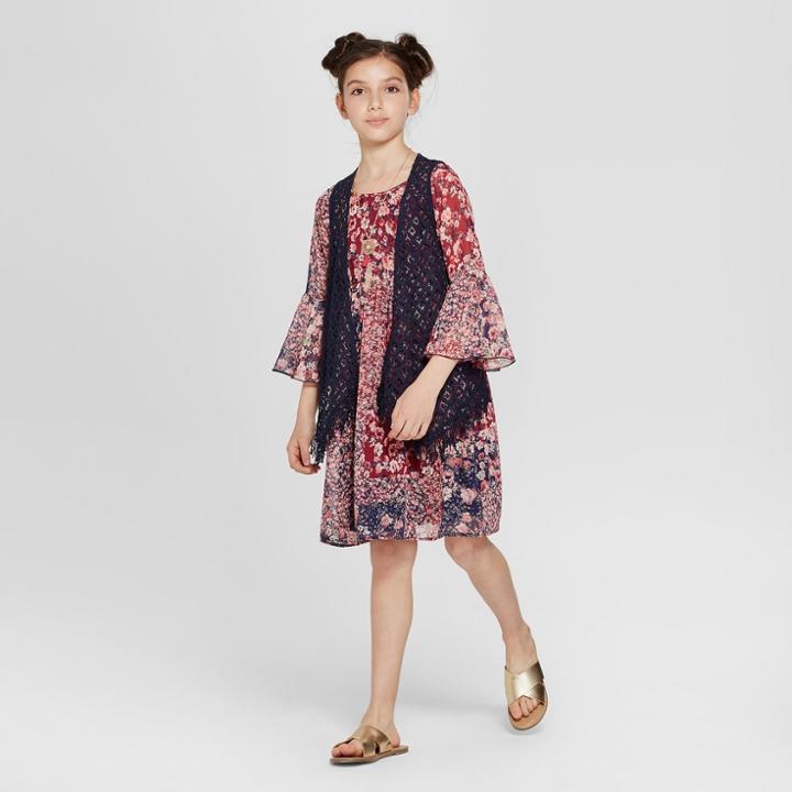 Plus Size Lots Of Love By Speechless Girls' Dress With Vest - 14.5, Size: 14.5 Plus, Purple Blue
