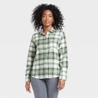 Women's Long Sleeve Flannel Button-down Shirt - Universal Thread Dark Green Plaid