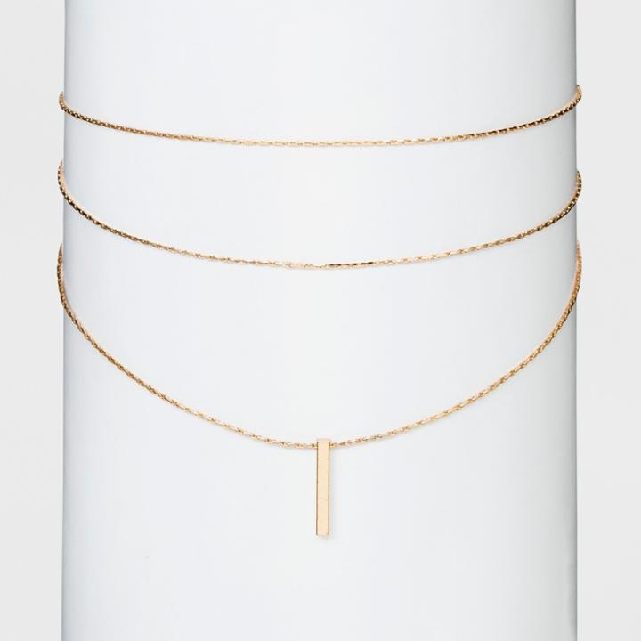 Target Solid Rectangular Bar Three Row Choker Necklace - Gold